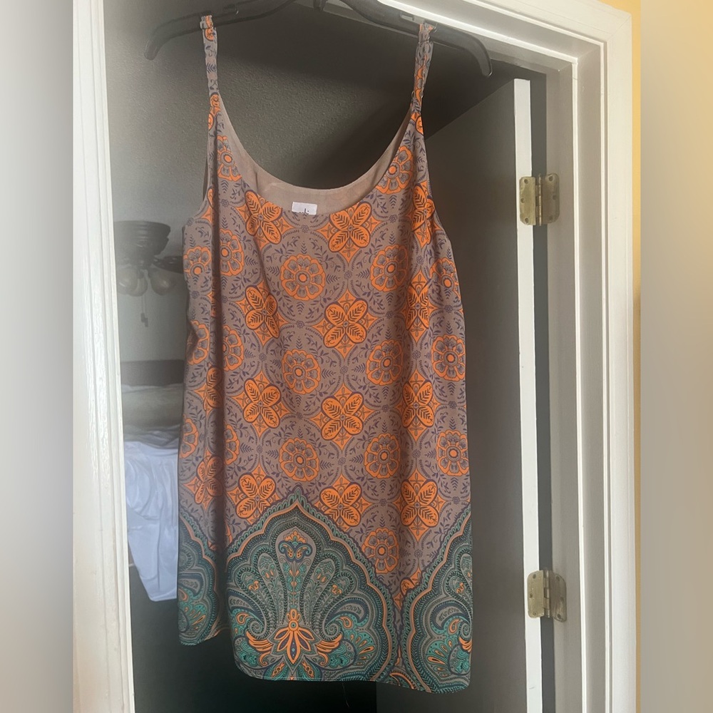 Orange and Green Patterned Women's Top